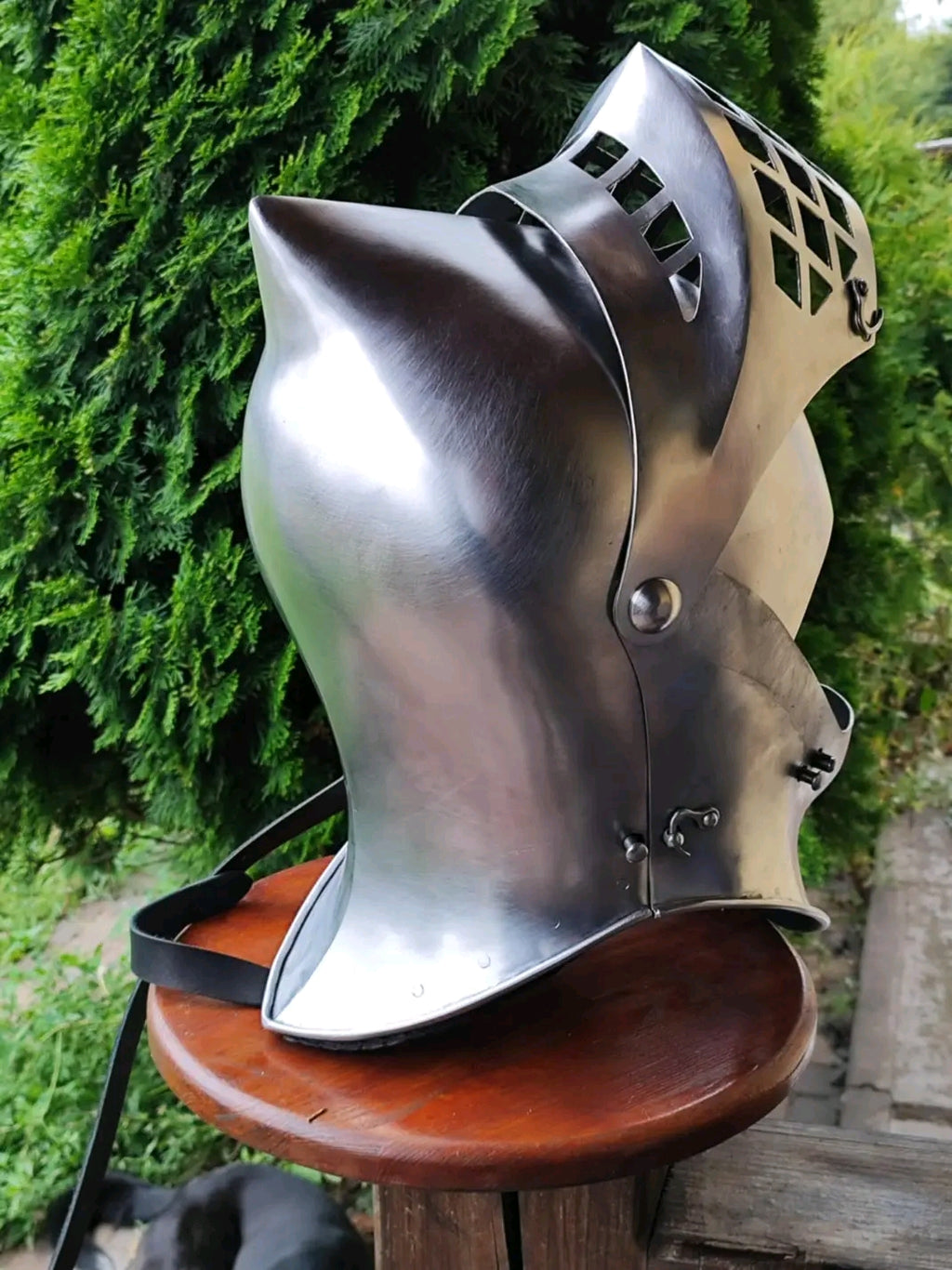 Transitional Sallet – Tempered Spring Steel (3mm Dome / 2mm Visor)
